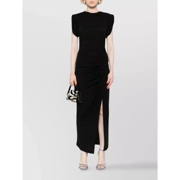 ISABEL MARANT BLACK DRAPED DRESS WITH SLIT SIZE S NEW - Picture 1 of 10